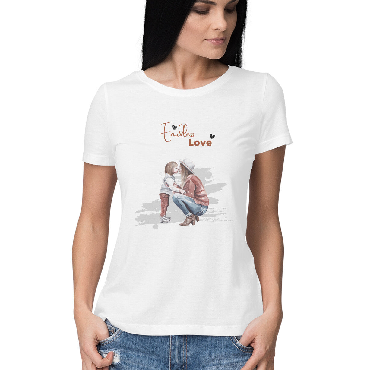 Women's Half Sleeve Round Neck T-Shirt - Endless Love - arkkart